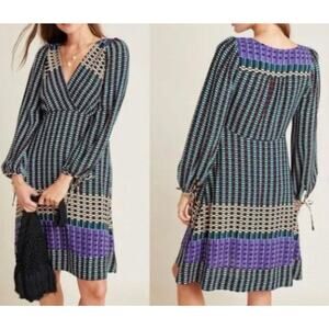 Maeve Long Sleeve Tunic Dress Geometric Print Empire Waist Anthropologie Dress 6